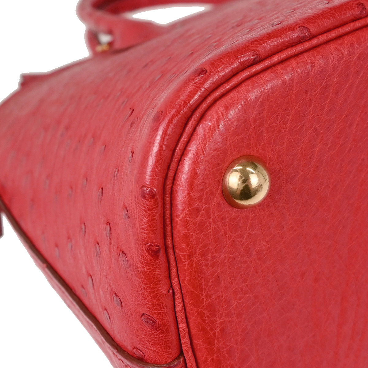 Hermes * Rouge Vif Ostrich Bolide 35 2way Shoulder Handbag