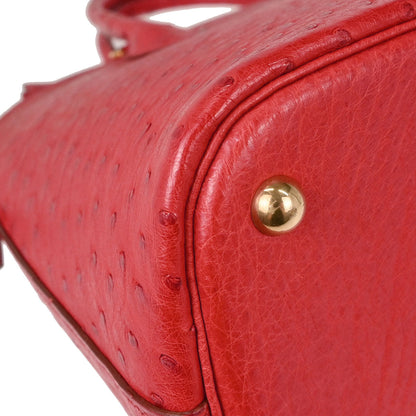 Hermes * Rouge Vif Ostrich Bolide 35 2way Shoulder Handbag