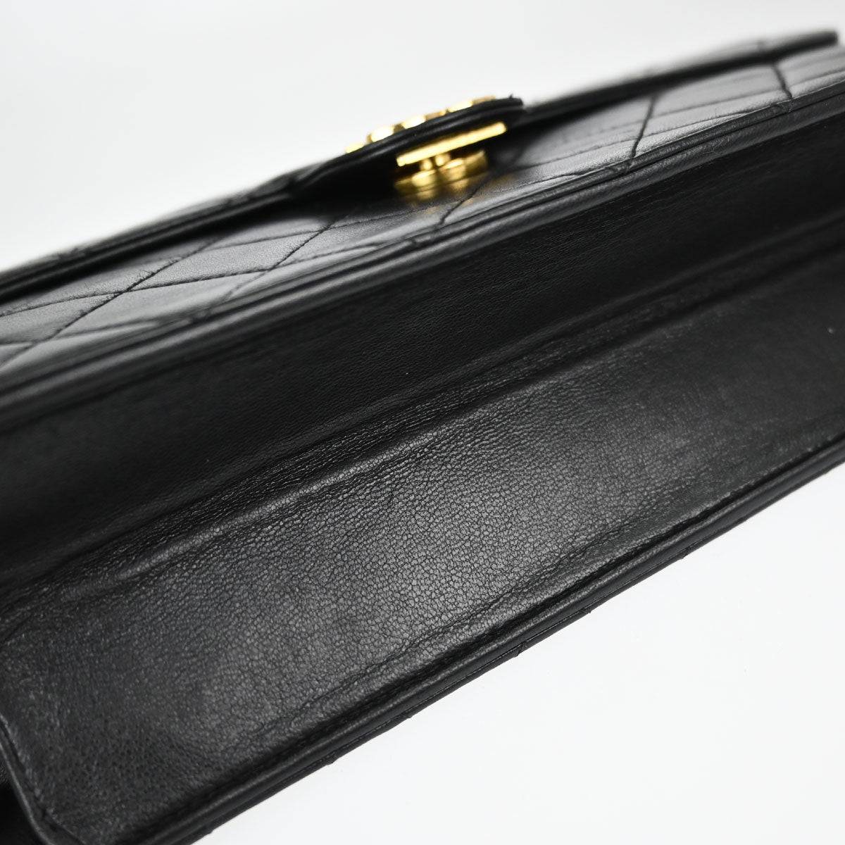 Chanel Black Lambskin Pushlock Medium Half Flap Shoulder Bag