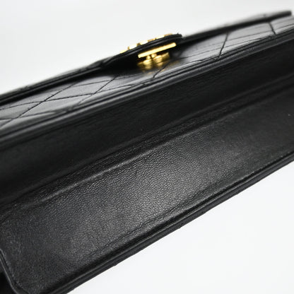 Chanel Black Lambskin Pushlock Medium Half Flap Shoulder Bag