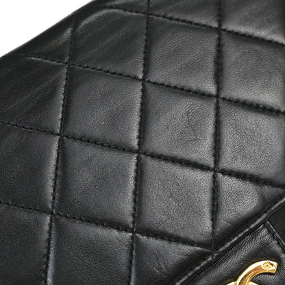 Chanel Black Lambskin Pushlock Medium Half Flap Shoulder Bag