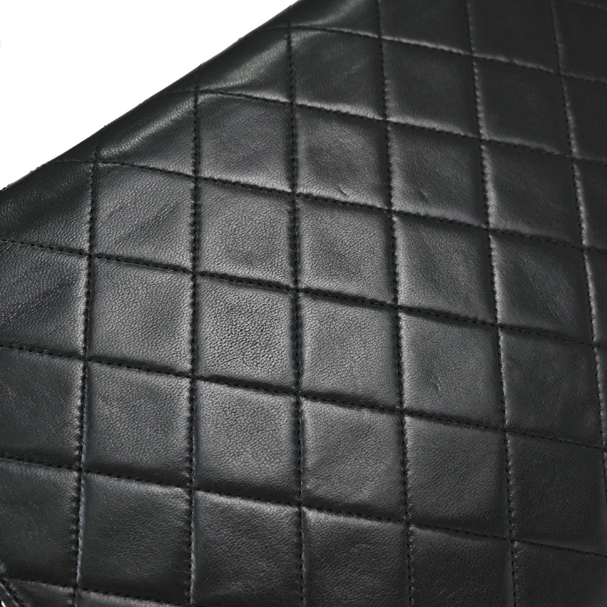 Chanel Black Lambskin Pushlock Medium Half Flap Shoulder Bag