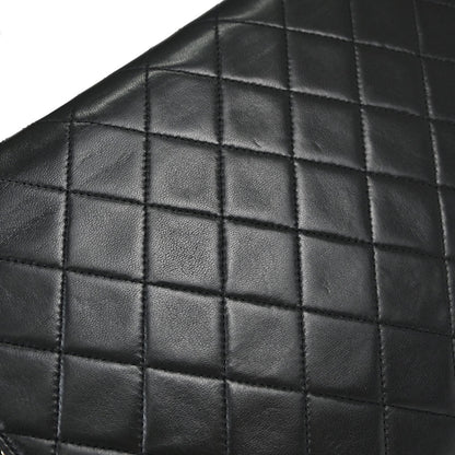 Chanel Black Lambskin Pushlock Medium Half Flap Shoulder Bag