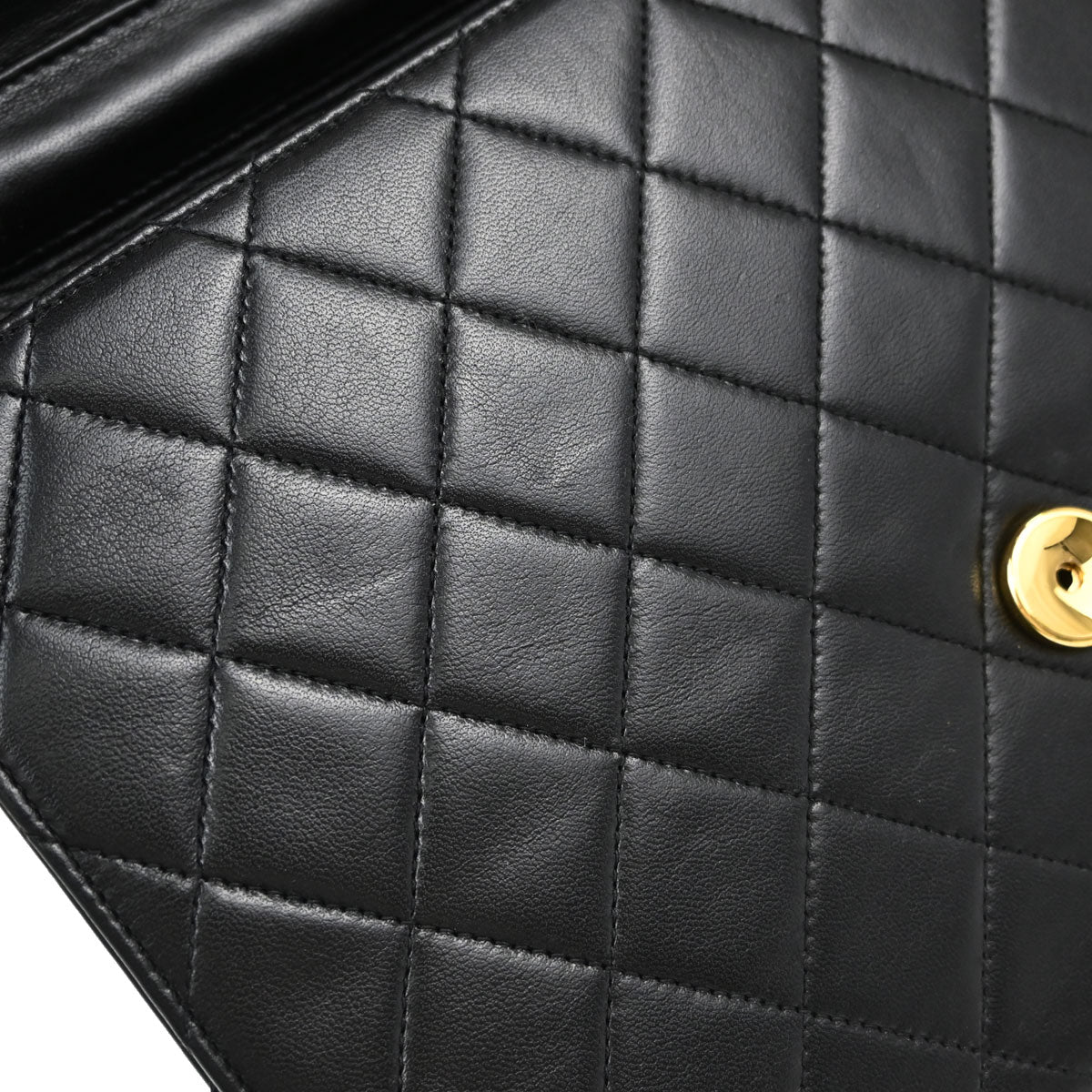 Chanel Black Lambskin Pushlock Medium Half Flap Shoulder Bag