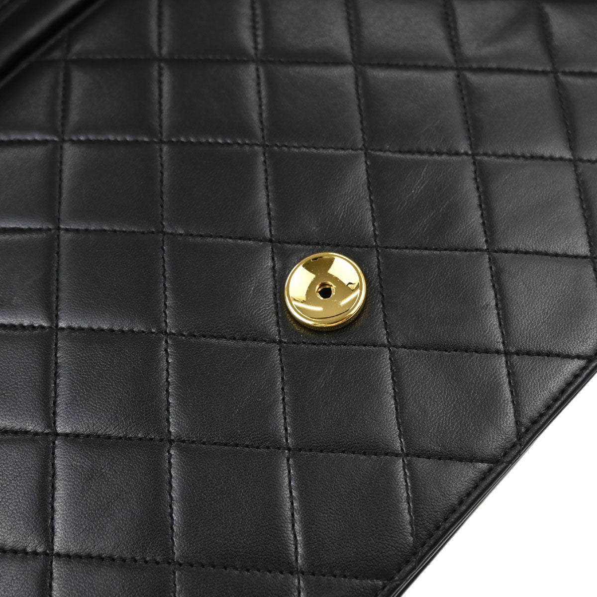 Chanel Black Lambskin Pushlock Medium Half Flap Shoulder Bag