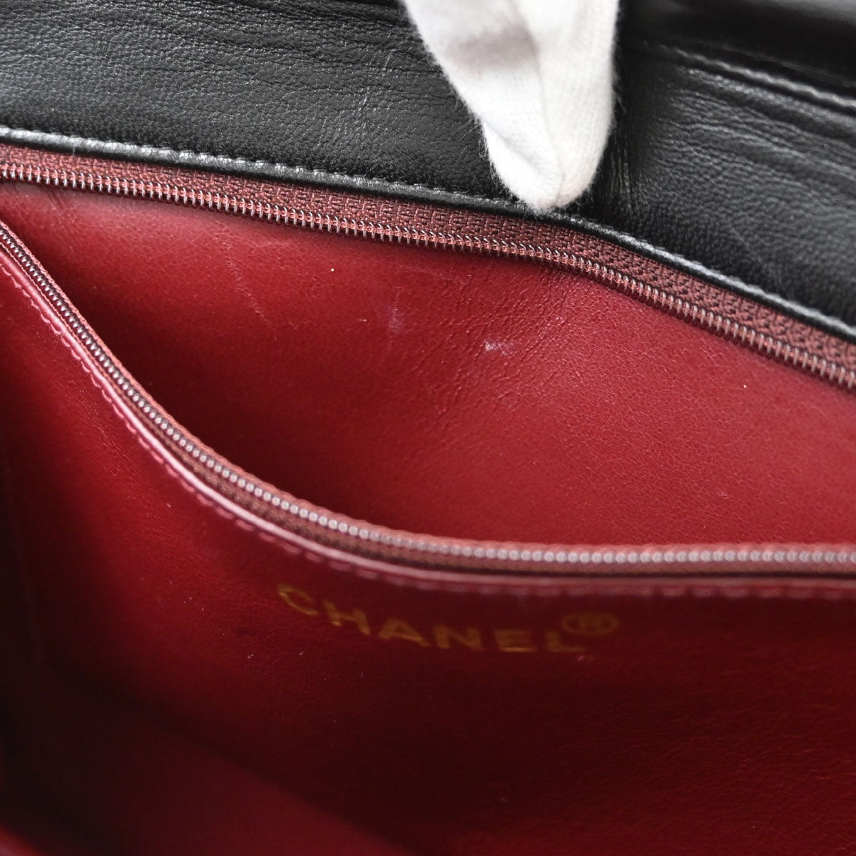 Chanel Black Lambskin Pushlock Medium Half Flap Shoulder Bag