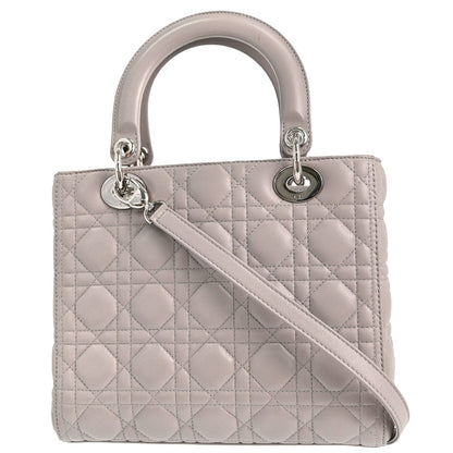 Christian Dior 2013 Gray Lambskin Lady Dior Cannage 2way Shoulder Handbag