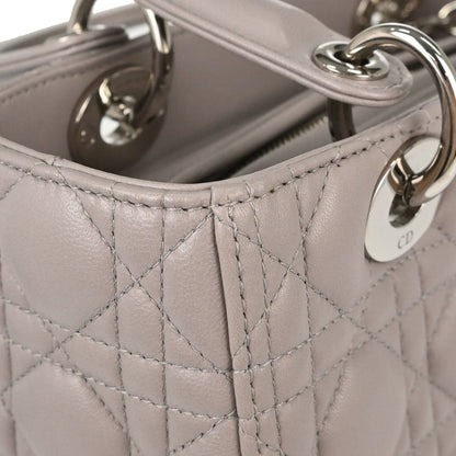 Christian Dior 2013 Gray Lambskin Lady Dior Cannage 2way Shoulder Handbag