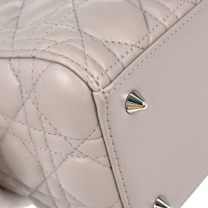 Christian Dior 2013 Gray Lambskin Lady Dior Cannage 2way Shoulder Handbag