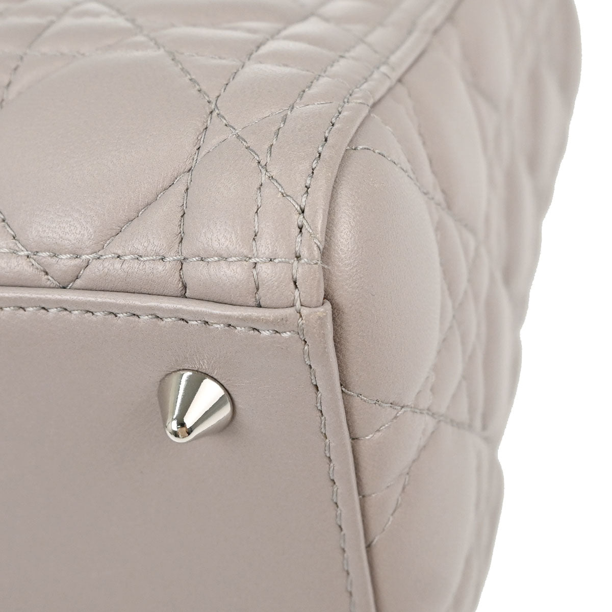 Christian Dior 2013 Gray Lambskin Lady Dior Cannage 2way Shoulder Handbag