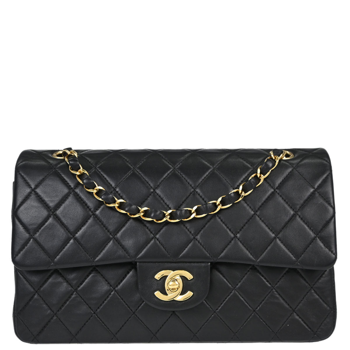 Chanel Black Lambskin Medium Classic Double Flap Shoulder Bag