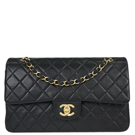 Chanel Black Lambskin Medium Classic Double Flap Shoulder Bag