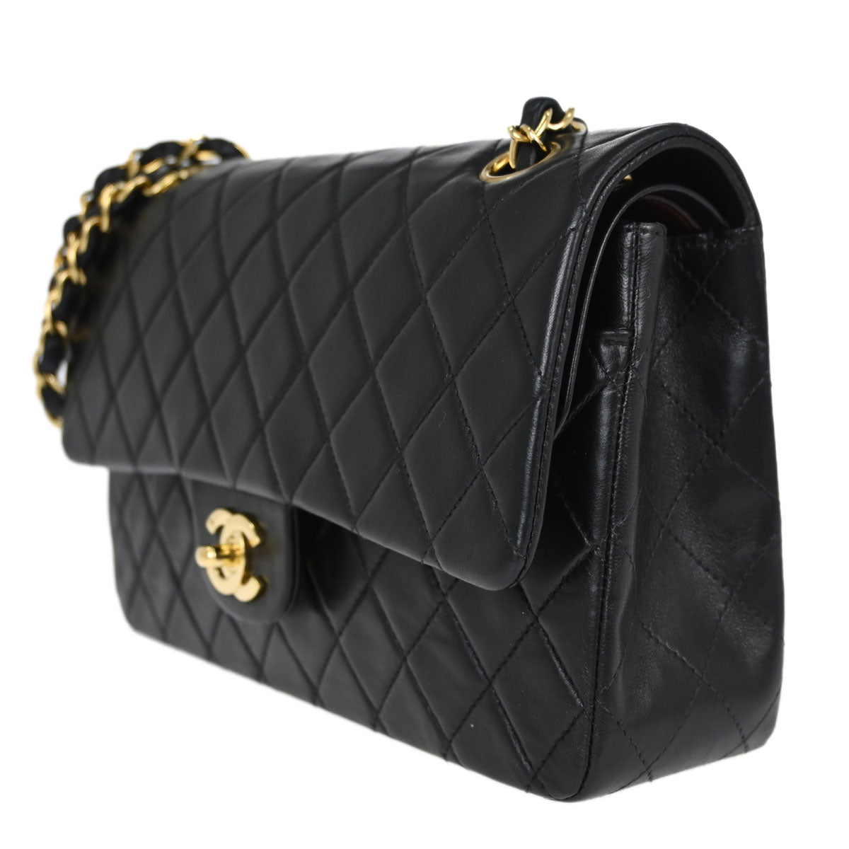 Chanel Black Lambskin Medium Classic Double Flap Shoulder Bag
