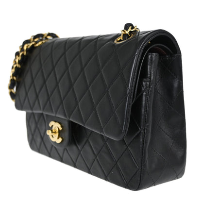Chanel Black Lambskin Medium Classic Double Flap Shoulder Bag