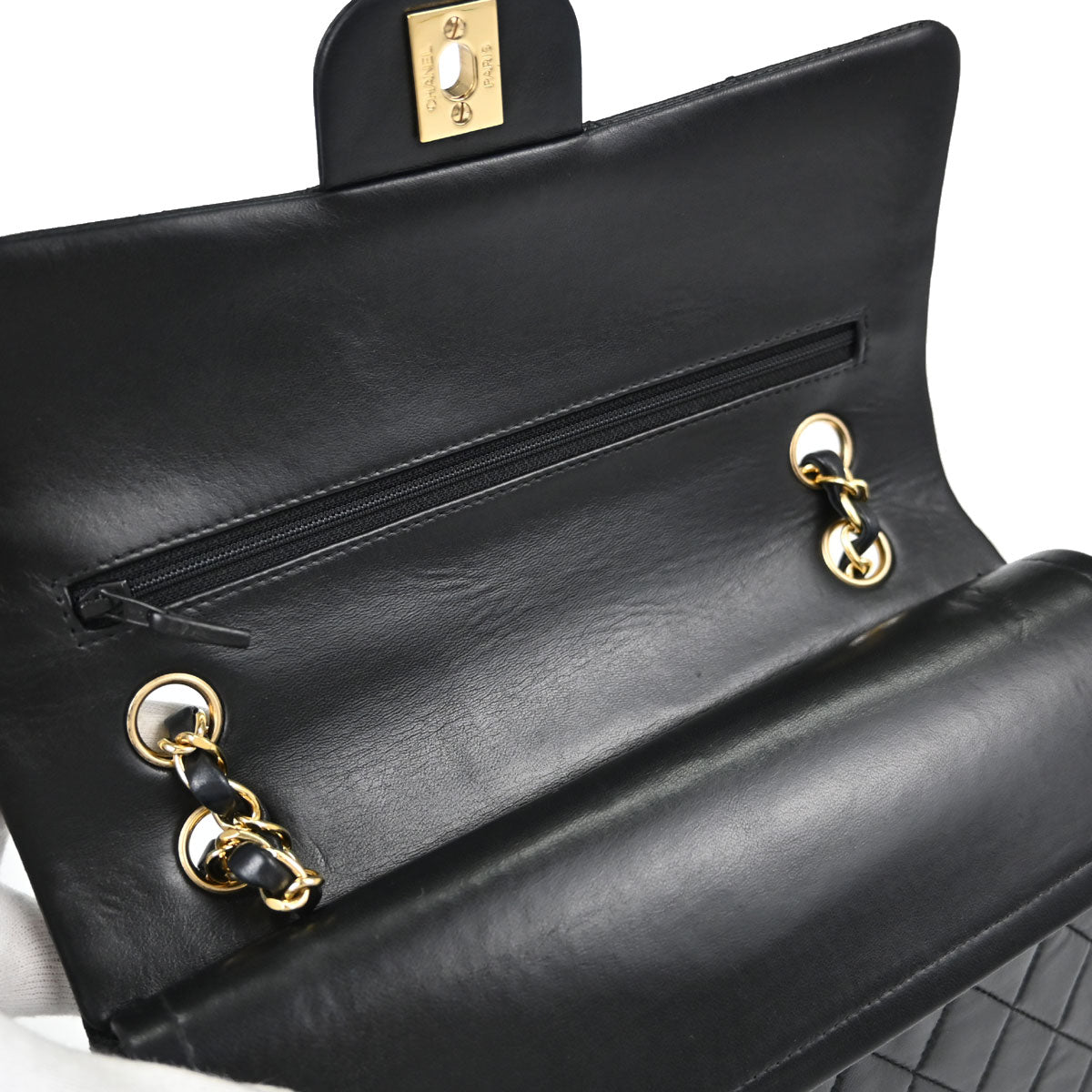 Chanel Black Lambskin Medium Classic Double Flap Shoulder Bag