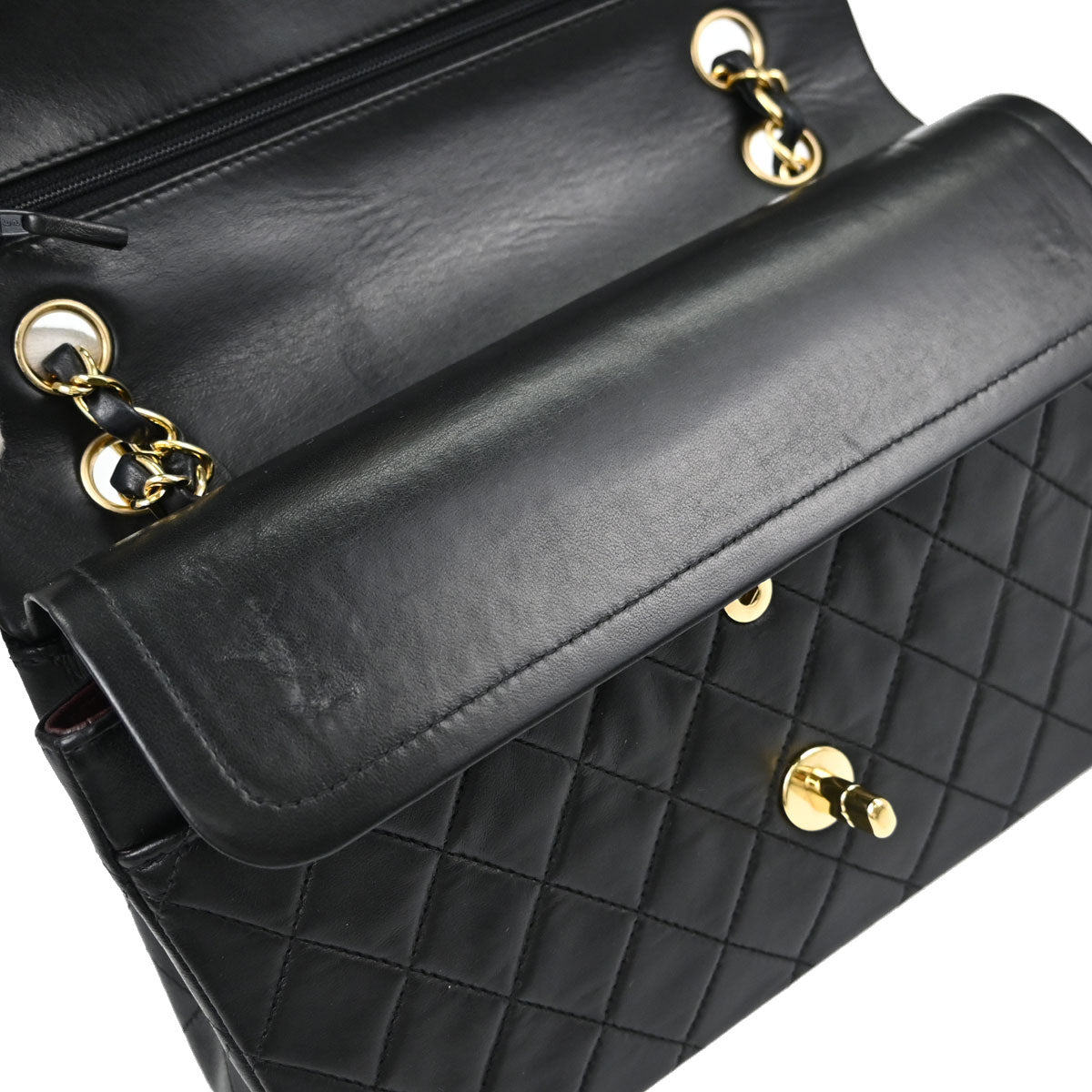 Chanel Black Lambskin Medium Classic Double Flap Shoulder Bag