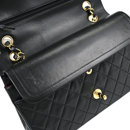 Chanel Black Lambskin Medium Classic Double Flap Shoulder Bag