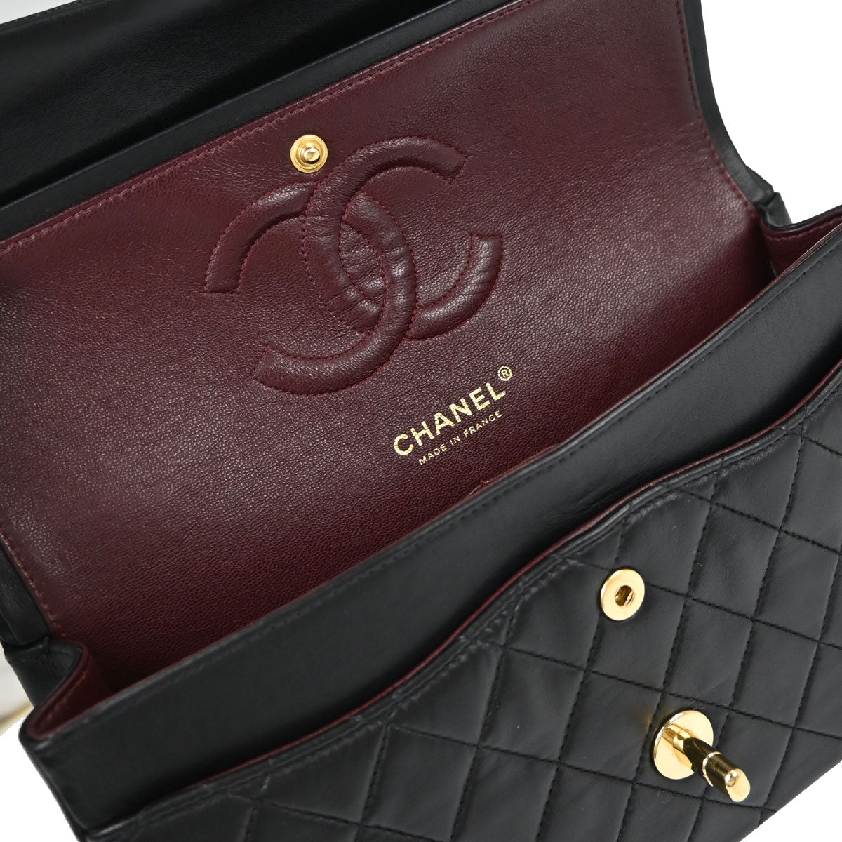 Chanel Black Lambskin Medium Classic Double Flap Shoulder Bag
