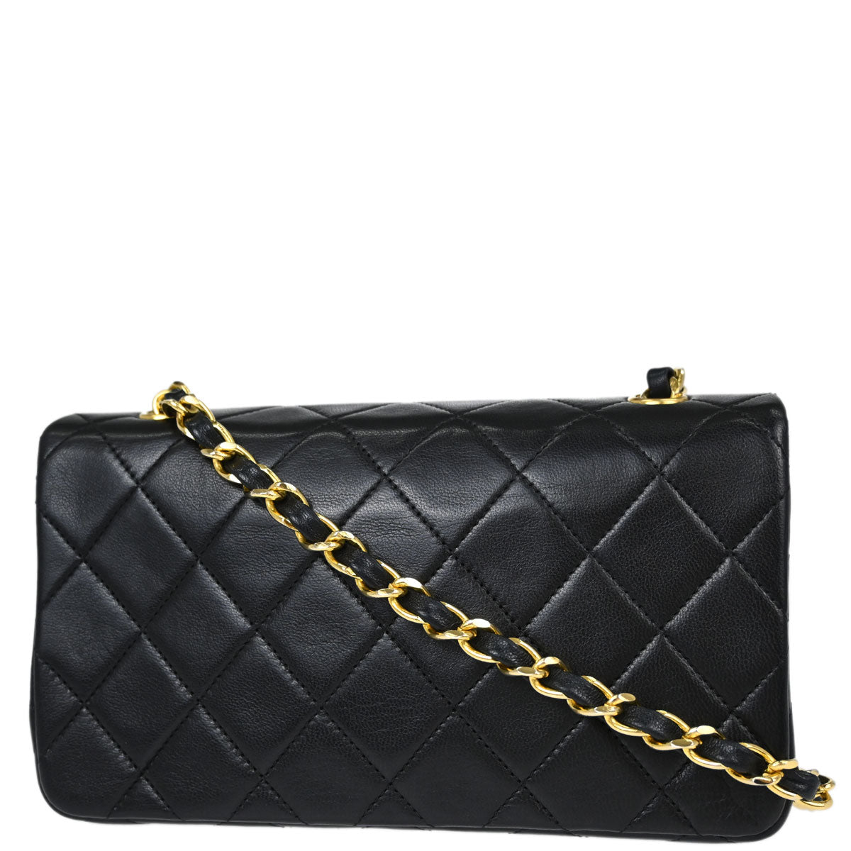 Chanel Black Lambskin Turnlock Mini Full Flap Shoulder Bag