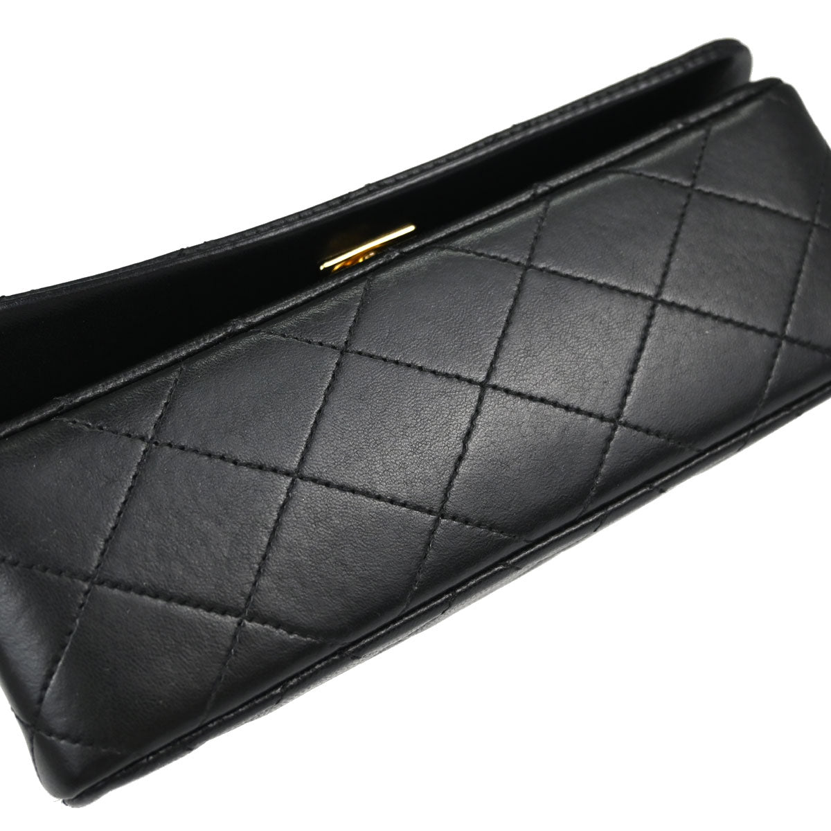 Chanel Black Lambskin Turnlock Mini Full Flap Shoulder Bag