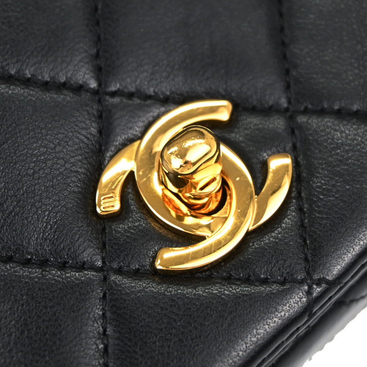 Chanel Black Lambskin Turnlock Mini Full Flap Shoulder Bag