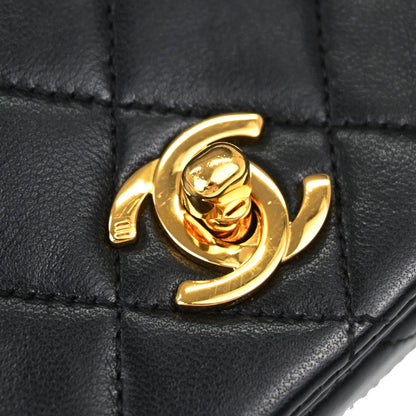 Chanel Black Lambskin Turnlock Mini Full Flap Shoulder Bag