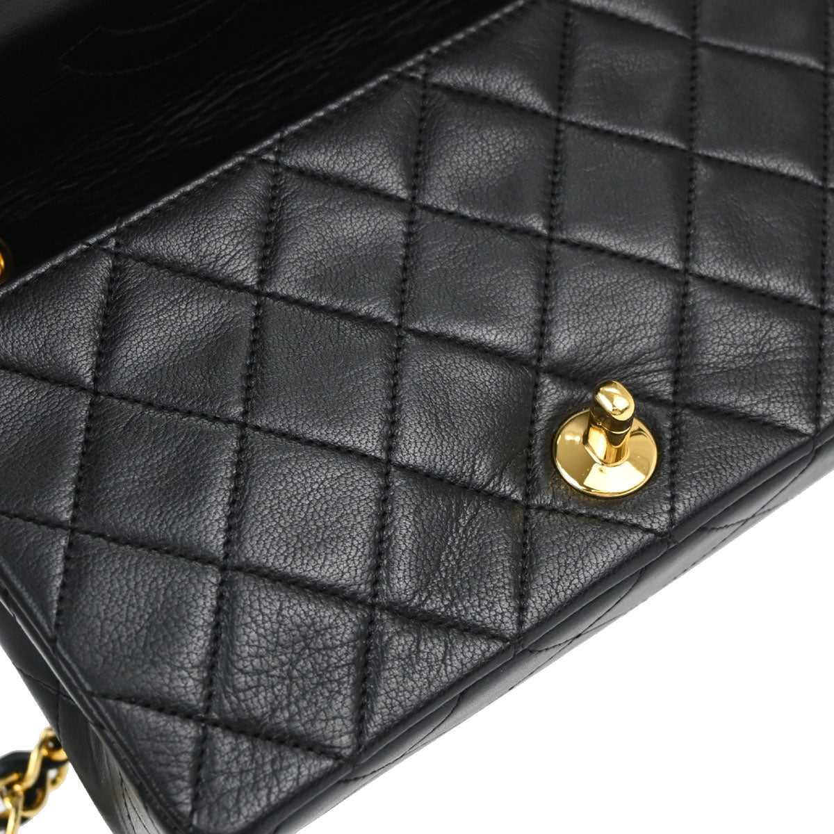 Chanel Black Lambskin Turnlock Mini Full Flap Shoulder Bag