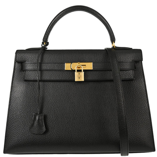 Hermes Black Ardennes Kelly 32 Sellier 2way Shoulder Handbag