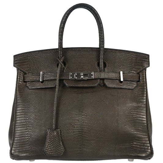 Hermes * Chocolat Lizard Birkin 25 Handbag