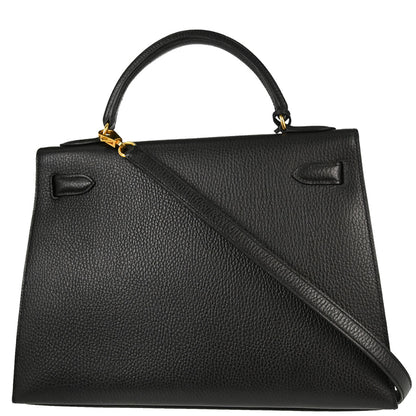 Hermes Black Ardennes Kelly 32 Sellier 2way Shoulder Handbag
