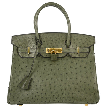 Hermes * Vert Olive Ostrich Birkin 30 Handbag