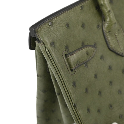 Hermes * Vert Olive Ostrich Birkin 30 Handbag