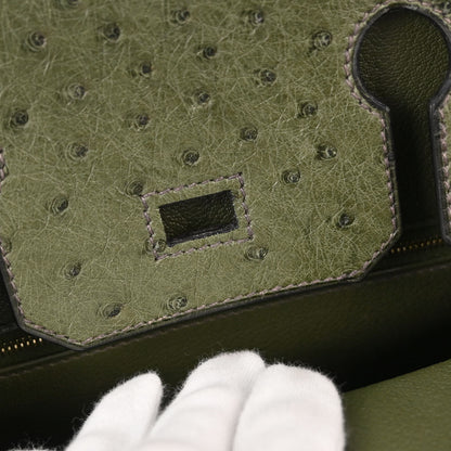 Hermes * Vert Olive Ostrich Birkin 30 Handbag
