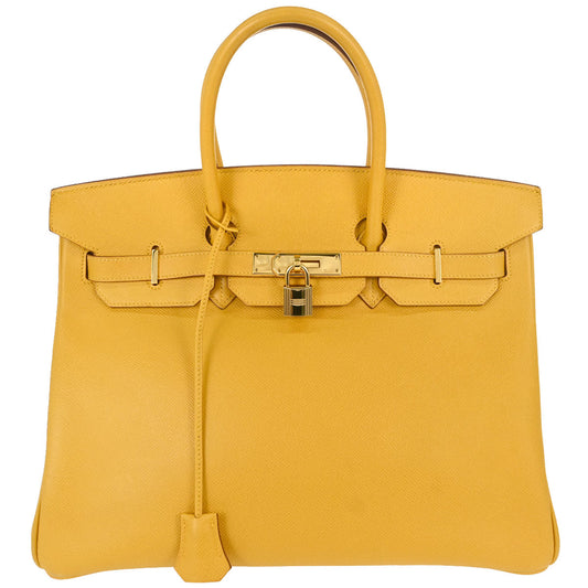 Hermes Jaune Courchevel Birkin 35 Handbag