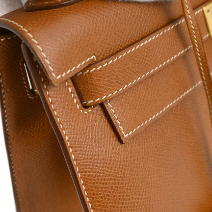 Hermes Gold Courchevel Kelly 28 Sellier 2way Shoulder Handbag