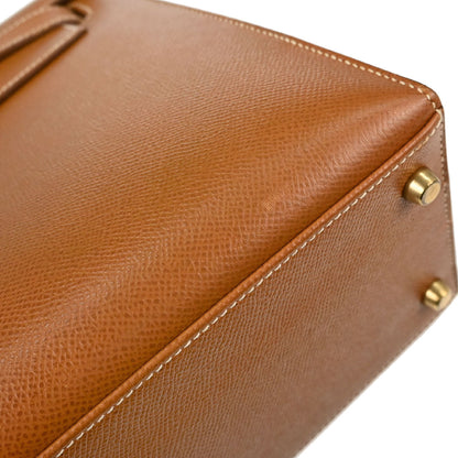 Hermes Gold Courchevel Kelly 28 Sellier 2way Shoulder Handbag