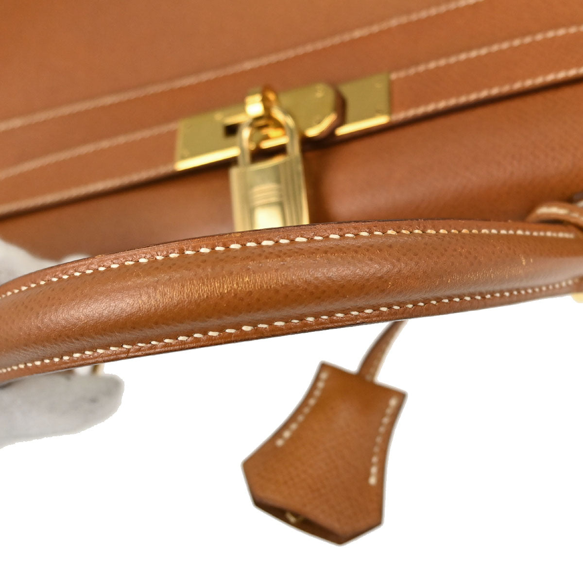Hermes Gold Courchevel Kelly 28 Sellier 2way Shoulder Handbag