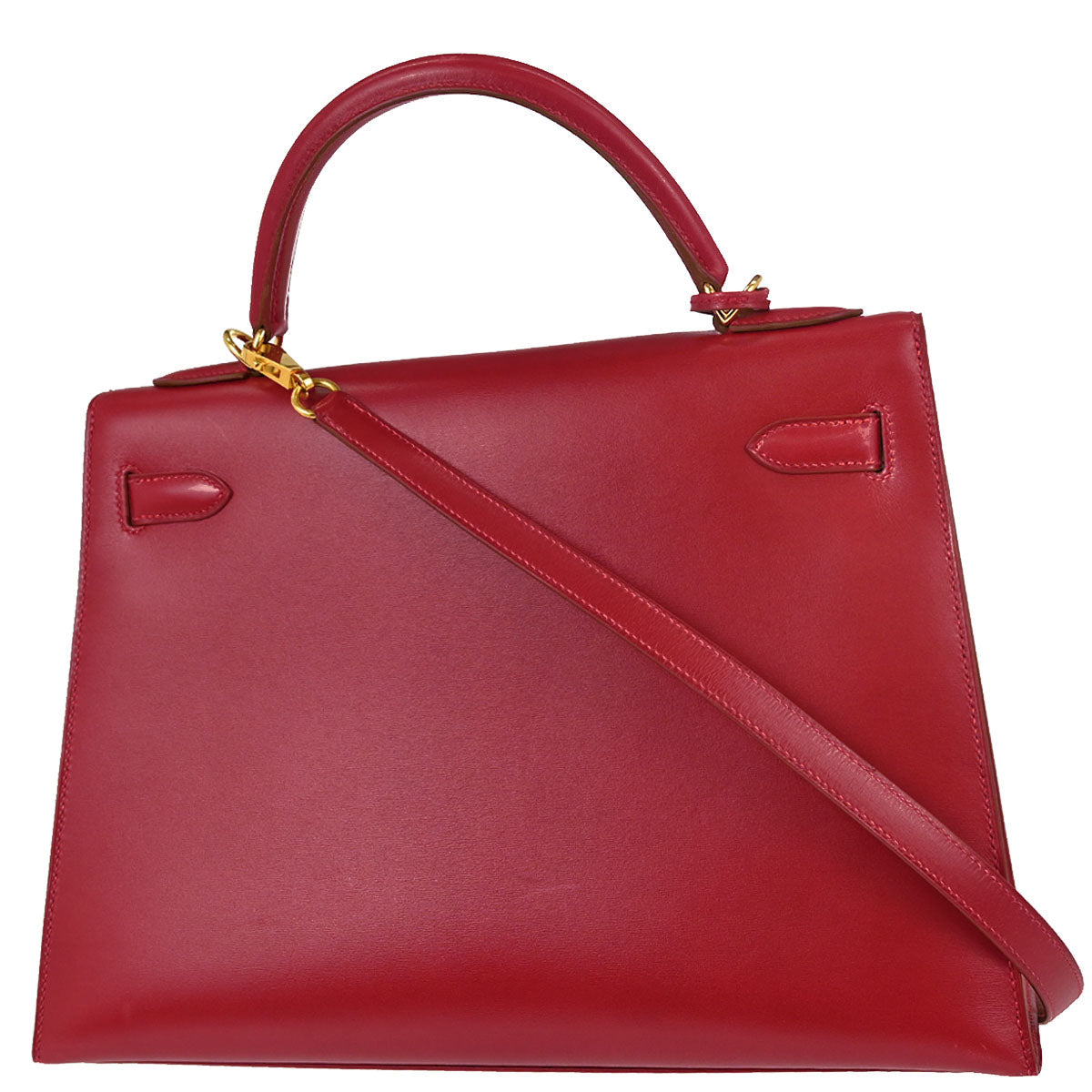 Hermes Vermilion Box Calf Kelly 32 Sellier 2way Shoulder Handbag
