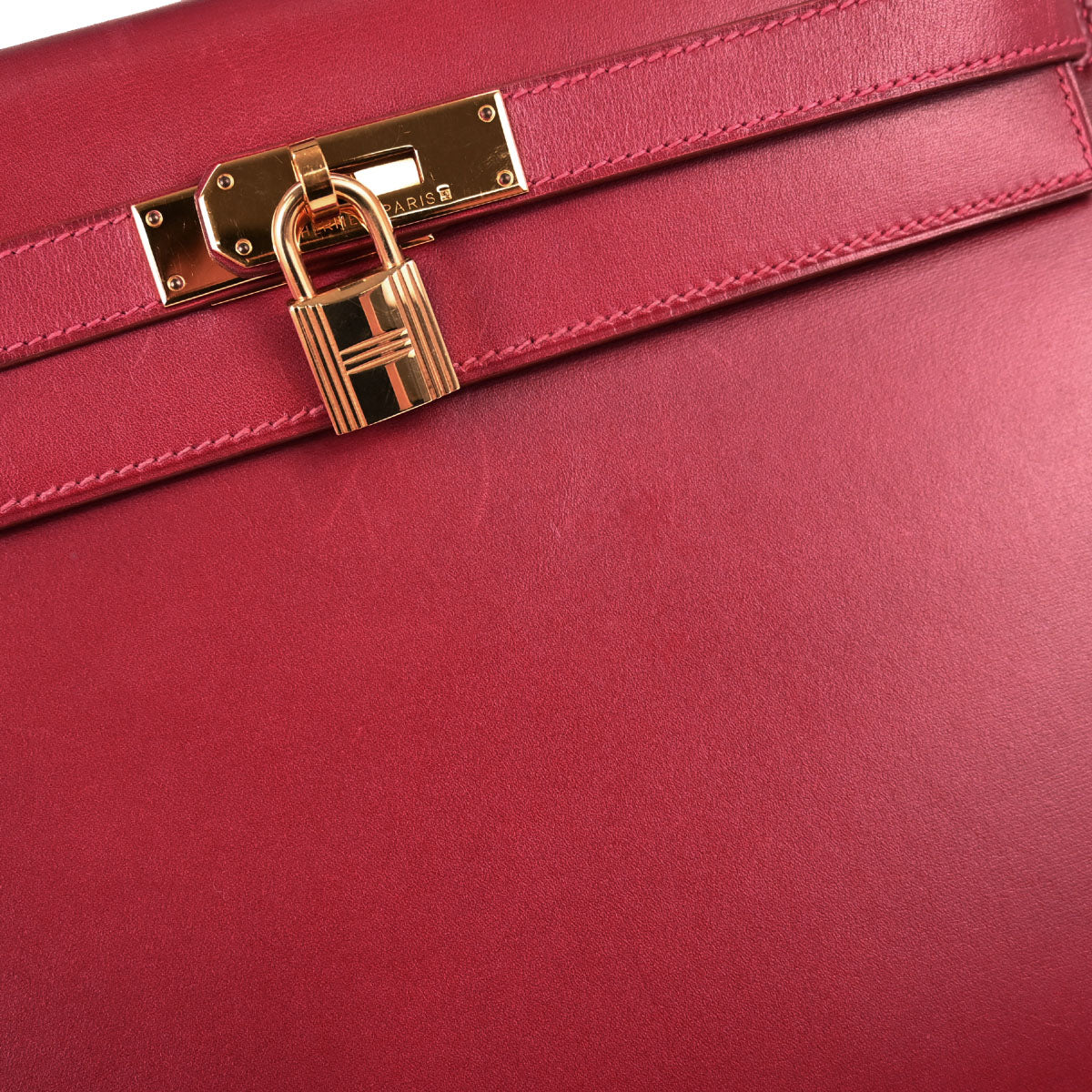 Hermes Vermilion Box Calf Kelly 32 Sellier 2way Shoulder Handbag