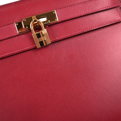 Hermes Vermilion Box Calf Kelly 32 Sellier 2way Shoulder Handbag