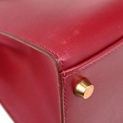 Hermes Vermilion Box Calf Kelly 32 Sellier 2way Shoulder Handbag