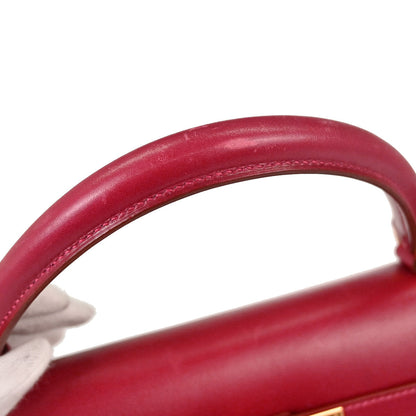 Hermes Vermilion Box Calf Kelly 32 Sellier 2way Shoulder Handbag