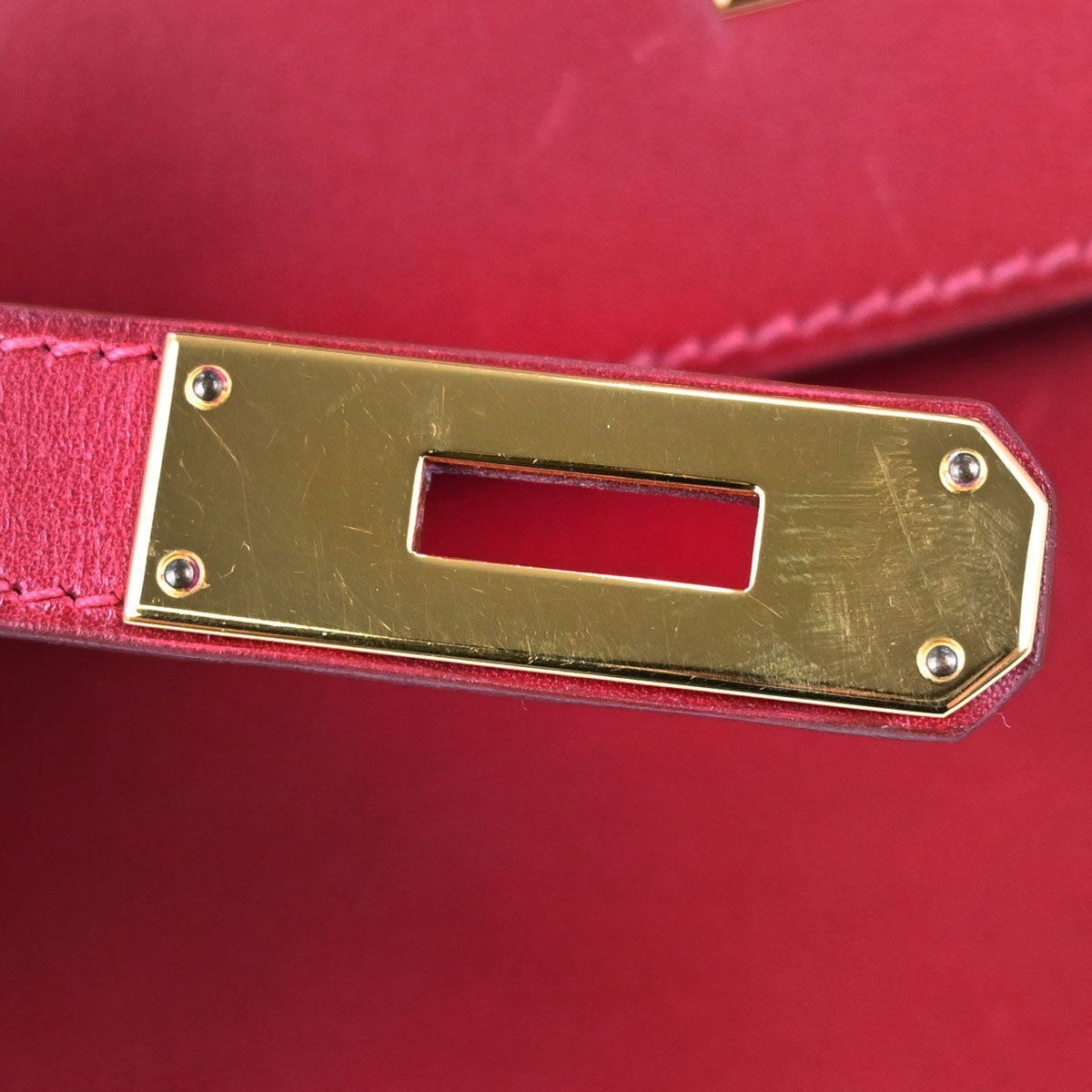 Hermes Vermilion Box Calf Kelly 32 Sellier 2way Shoulder Handbag
