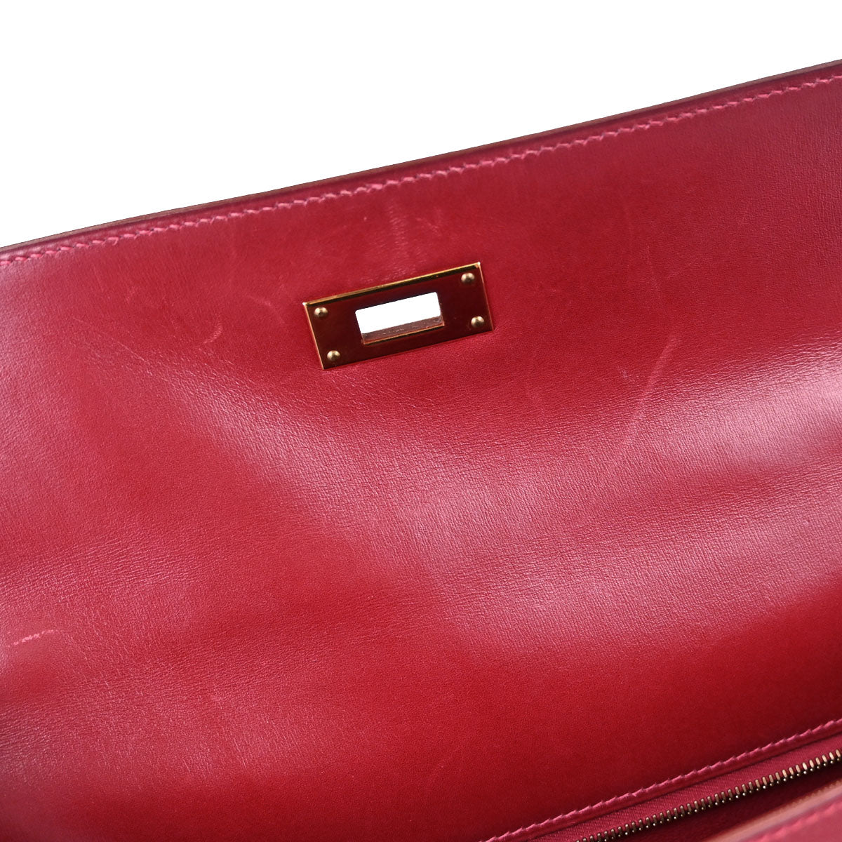 Hermes Vermilion Box Calf Kelly 32 Sellier 2way Shoulder Handbag