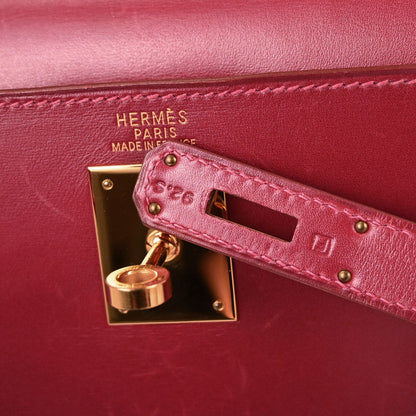 Hermes Vermilion Box Calf Kelly 32 Sellier 2way Shoulder Handbag