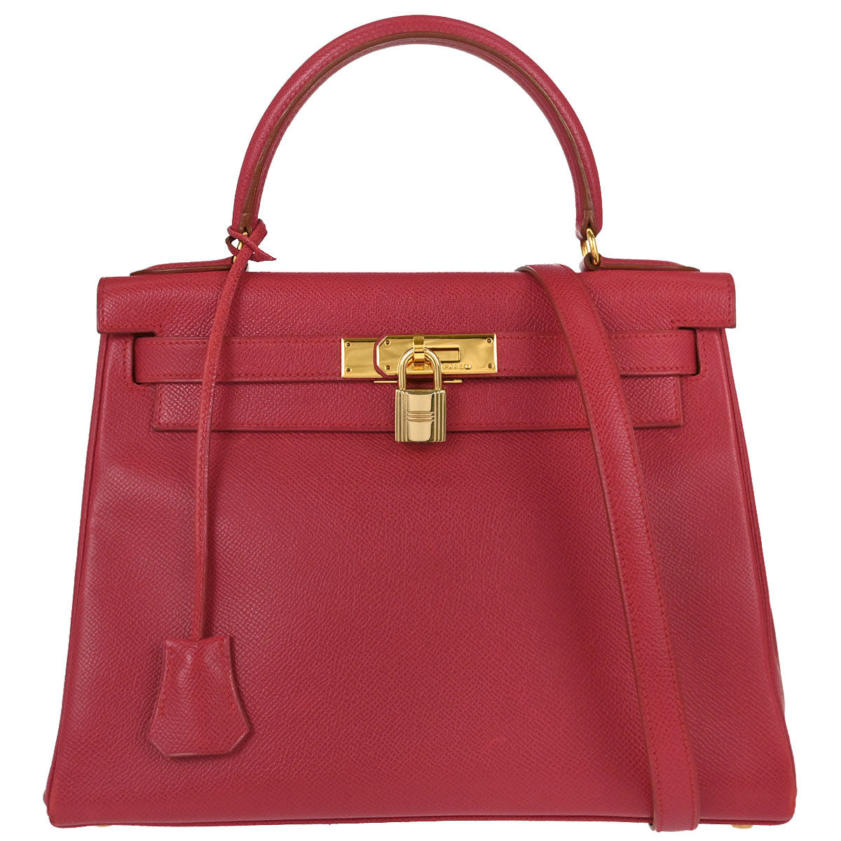 Hermes Rouge Garance Courchevel Kelly 28 Retourne 2way Shoulder Handbag