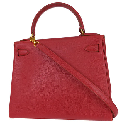 Hermes Rouge Garance Courchevel Kelly 28 Retourne 2way Shoulder Handbag