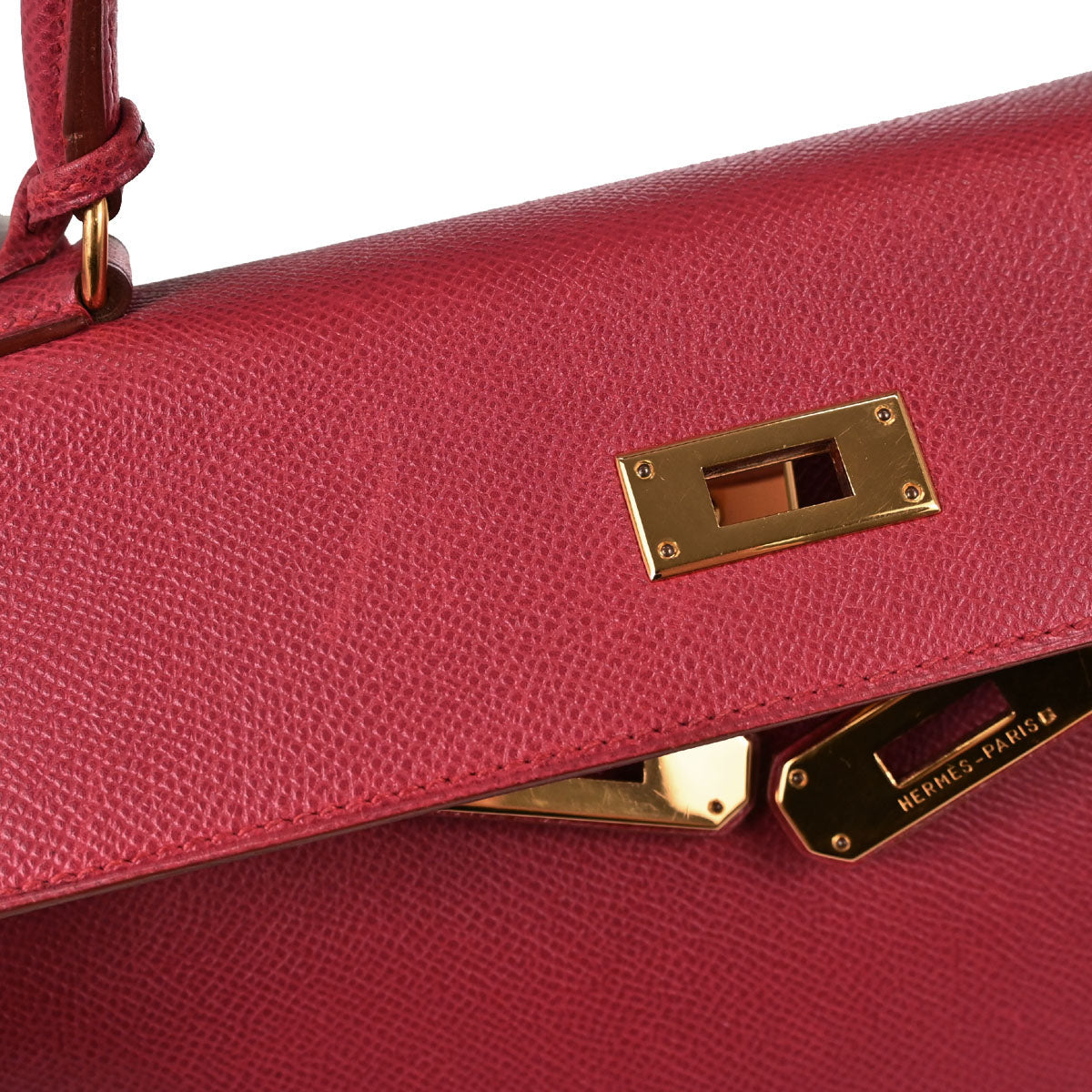 Hermes Rouge Garance Courchevel Kelly 28 Retourne 2way Shoulder Handbag