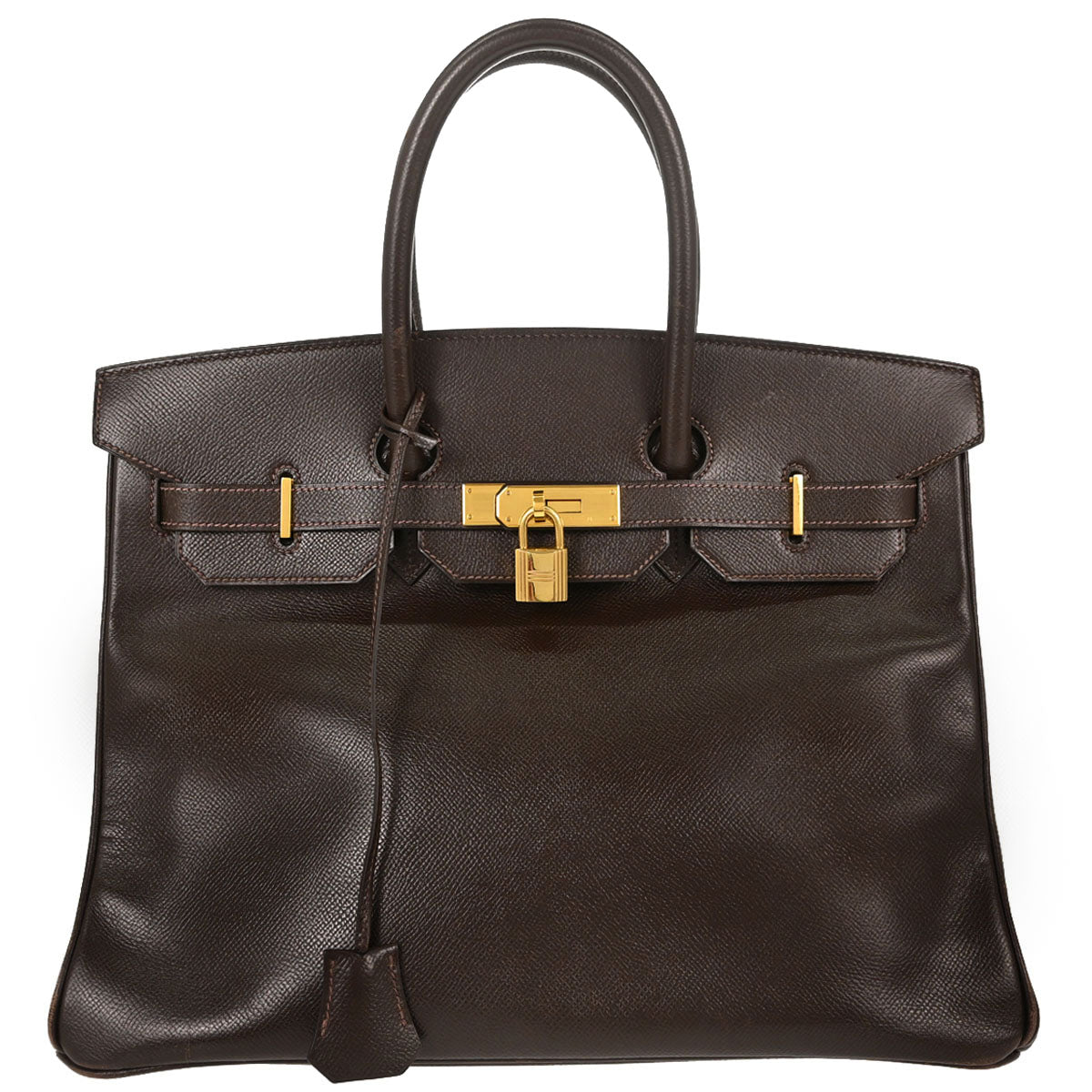 Hermes Chocolat Courchevel Birkin 35 Handbag