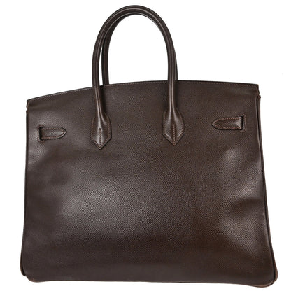 Hermes Chocolat Courchevel Birkin 35 Handbag